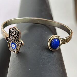Sterling Forever Evil Eye Hamsa Gold Cuff